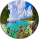 Beach Anse Lazio At Seychelles, Landscape Photo Disc Metal Artwork, 11"