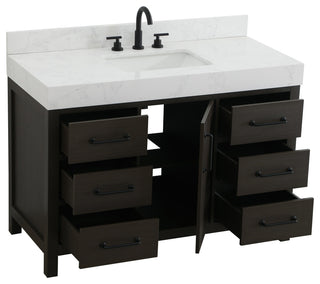 Home Living 48" Single Bathroom Vanity, Mocha Brown With Backsplash