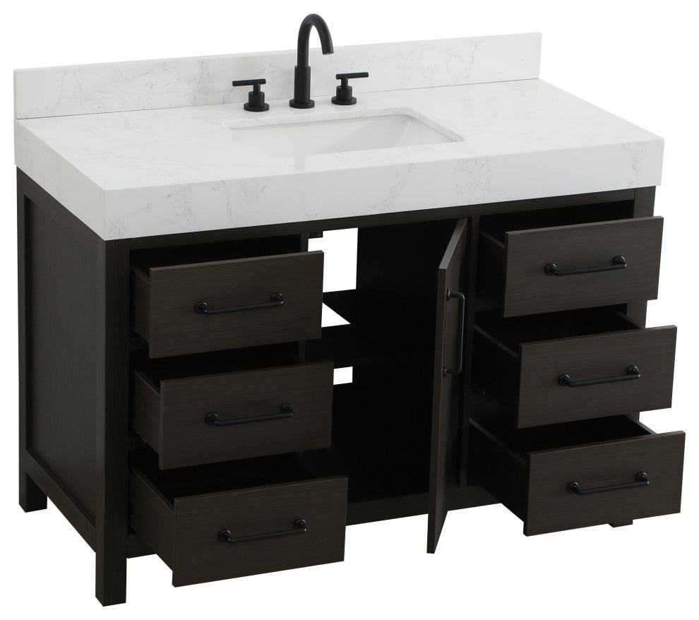 Home Living 48" Single Bathroom Vanity, Mocha Brown With Backsplash
