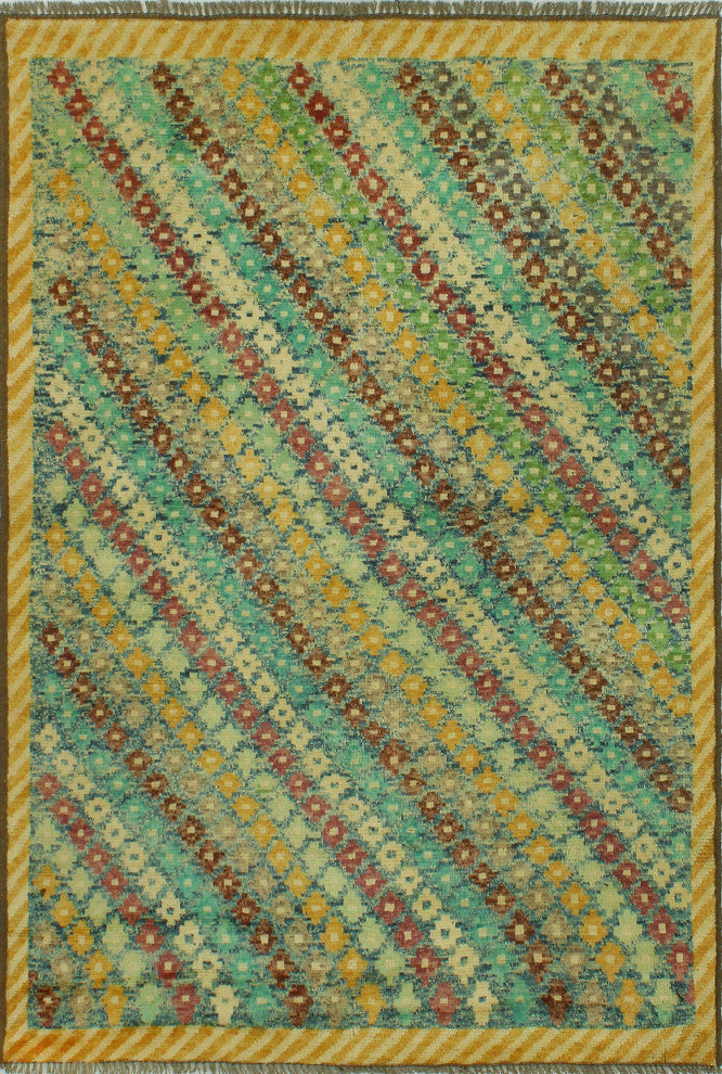 Balochi Channing Blue/Gold Rug, 3'11x5'10