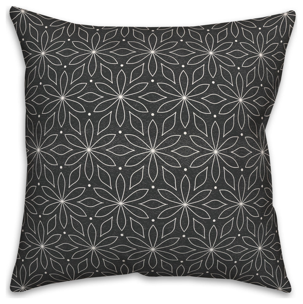 Monochromatic Flowers 18x18 Spun Poly Pillow