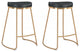 Set of Two Black and Gold Modern Glam Geo Backless Counter Stools