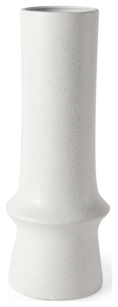 17" White Contempo Deco Ceramic Vase