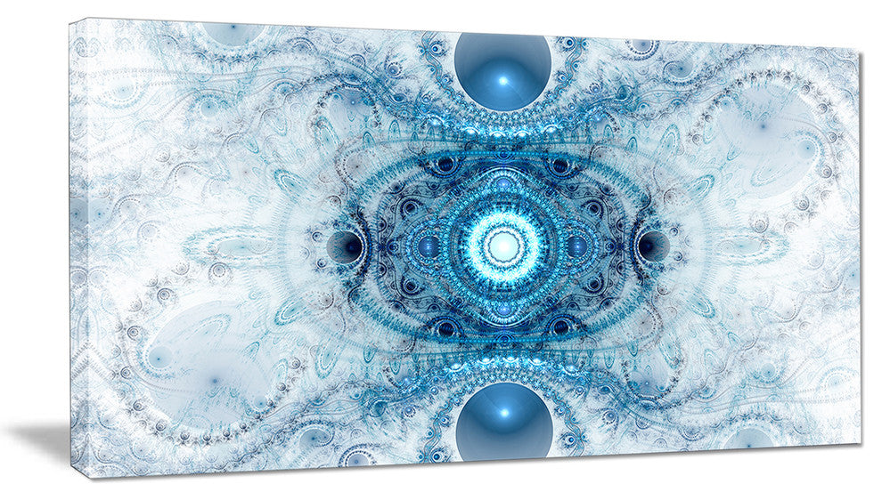 Light Blue Fractal Pattern, Abstract Wall Art Canvas, 32x16