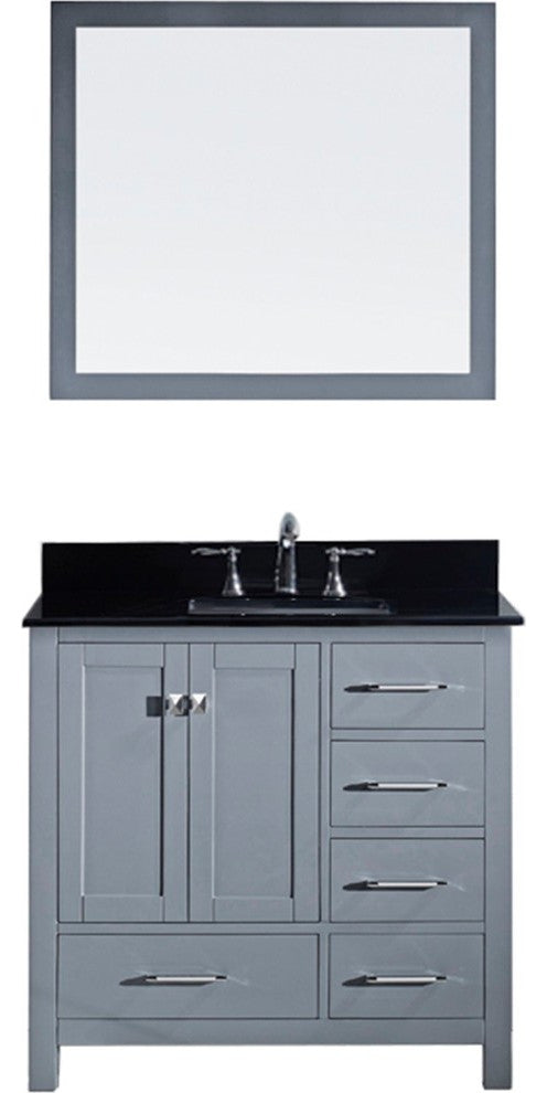 Caroline Avenue 36" Single Bathroom Vanity Set Gray, Granite Top