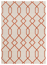 Lima Contemporary Area Rug, White and Orange, 7'x10'