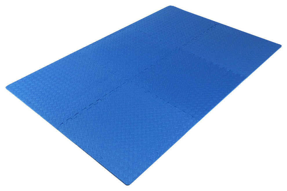 Puzzle Exercise Mat, EVA Foam Interlocking Tiles, Protective Flooring, Blue