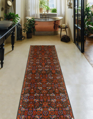 Fine Vintage Distressed Meryem Charcoal/Red Runner, 2'9 x 12'5