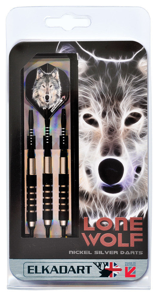 Elkadart Lone Wolf Soft Tip Darts Silver With Black Knurling, 14 Grams