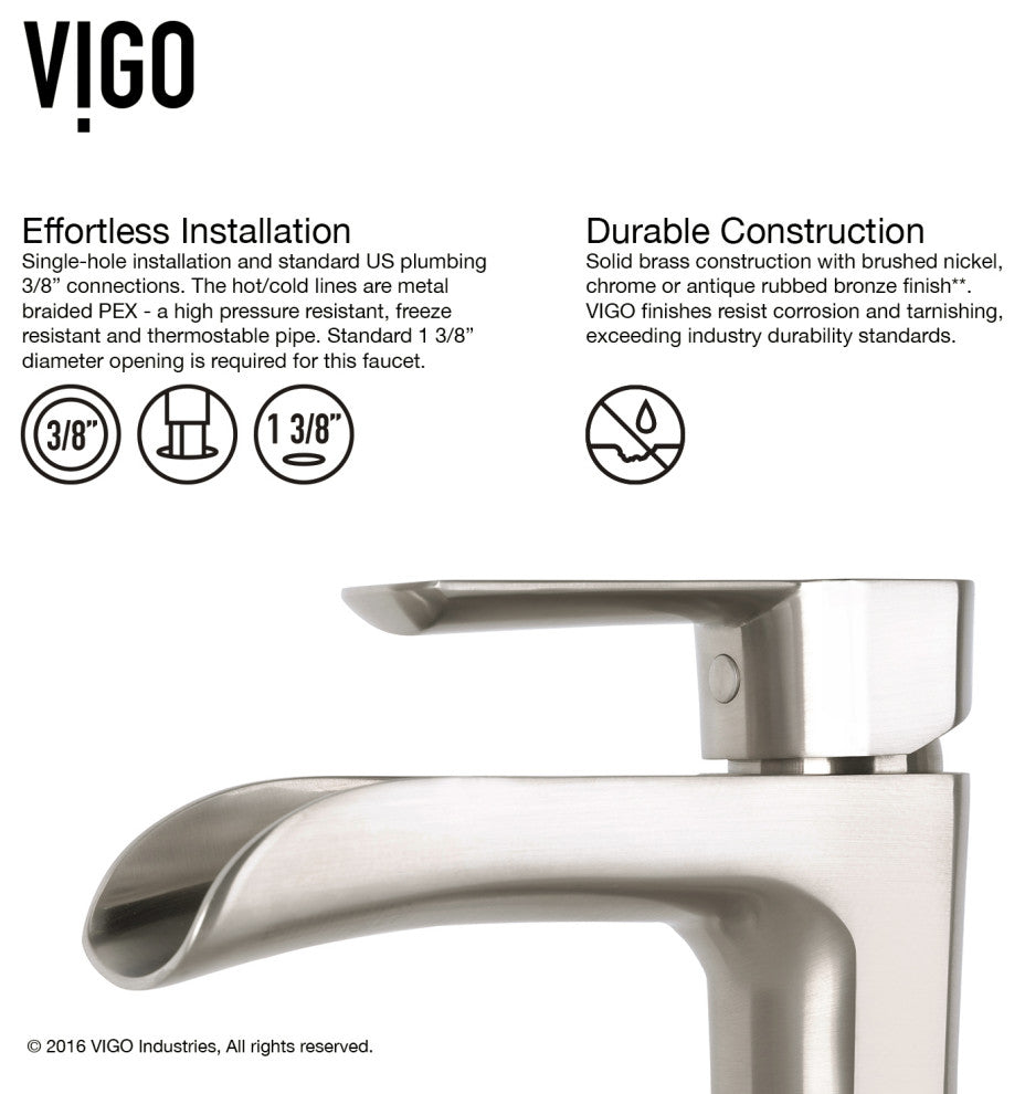 VIGO Matira Matte Stone Vessel Sink and Niko Faucet Set, Brushed Nickel Pop-Up Drain