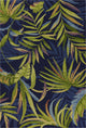 HomeRoots 5' x 7' Ink Blue Tropical Leaves UV Treated Indoor Outdoor Area Rug