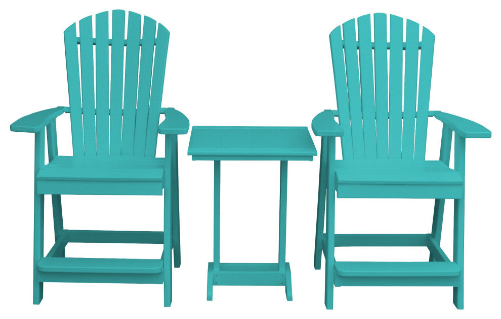 Poly Lumber Adirondack Chair with Arms, Aruba Blue, Counter Height