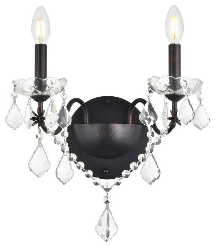 Elegant Lighting V2015W2/RC St. Francis 2 Light 15" Tall Wall - Dark Bronze