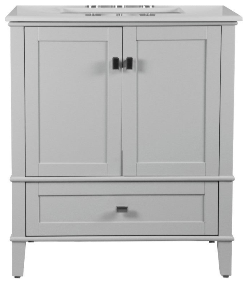 31" Single Vanity, Light Gray With Engineered Stone Top