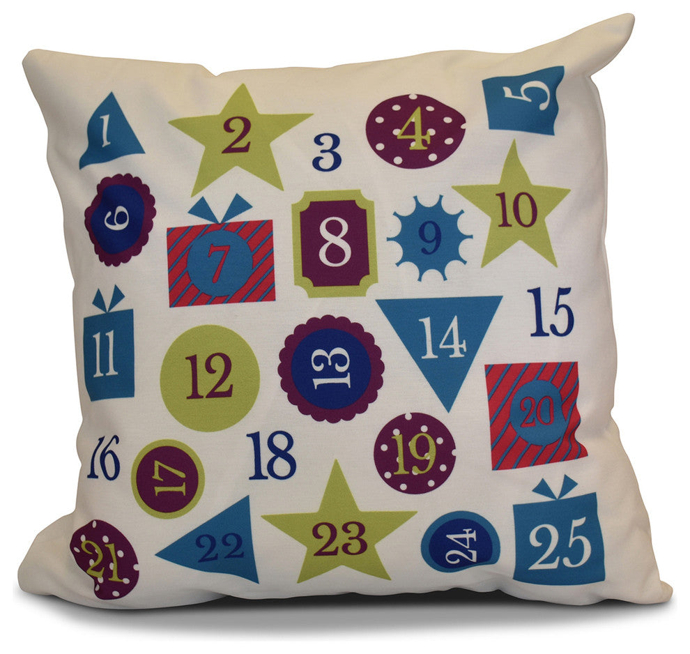 Decorative Holiday Outdoor Pillow Geometric Print, Royal Blue, 20"x20"