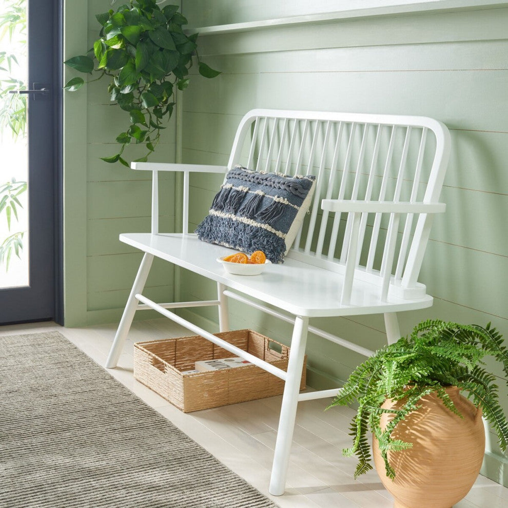 Safavieh Lucilia Spindle Bench, White