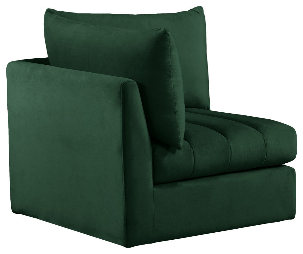 Jacob Velvet Upholstered Modular Corner Chair, Green