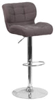 Contemporary Tufted Dark Fabric Adjustable Height Barstool, Dark Gray