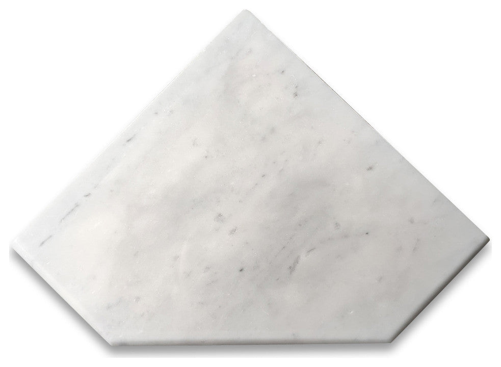 Carrara White Marble 8" Diamond Shower Corner Shelf Soap Dish Bullnose, 1 piece