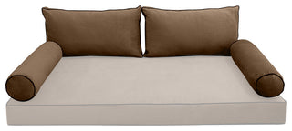 STYLE V2 Full Velvet ContrastPipe Indoor Daybed Bolster Pillow |COVER ONLY|AD308