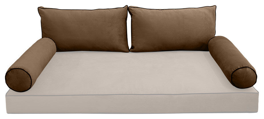 STYLE V2 Full Velvet ContrastPipe Indoor Daybed Bolster Pillow |COVER ONLY|AD308