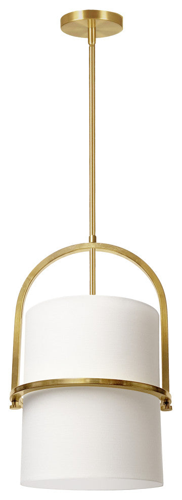 White Modern Pendant With Aged Brass Metal