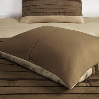 Madison Park Palmer Vera Microsuede 7-Piece Comforter Set, Natural Brown