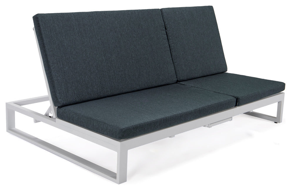 LeisureMod Chelsea Convertible 2-in-1 Sofa and Double Chaise Lounge, Black