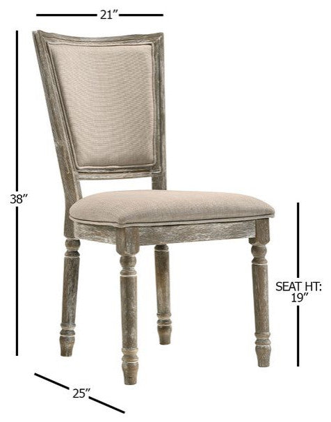 ACME Gabrian Side Chair, Set of 2, Fabric and Reclaimed Gray