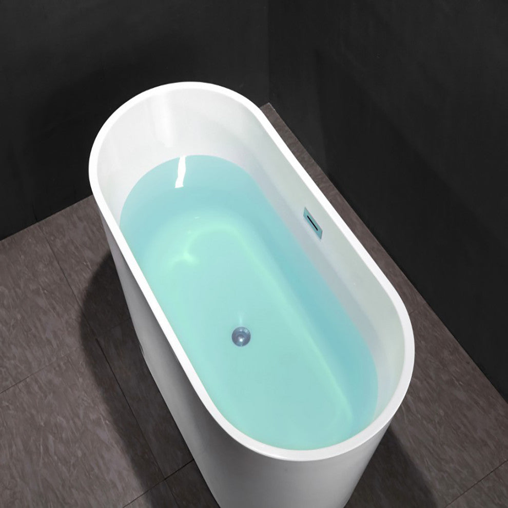 Acrylic Freestanding Soaking Bathtub, Gloss White, 67"