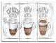 "Espresso Kraf Gray" Poster Metal Wall Art, 3 Panels, 36"x28"