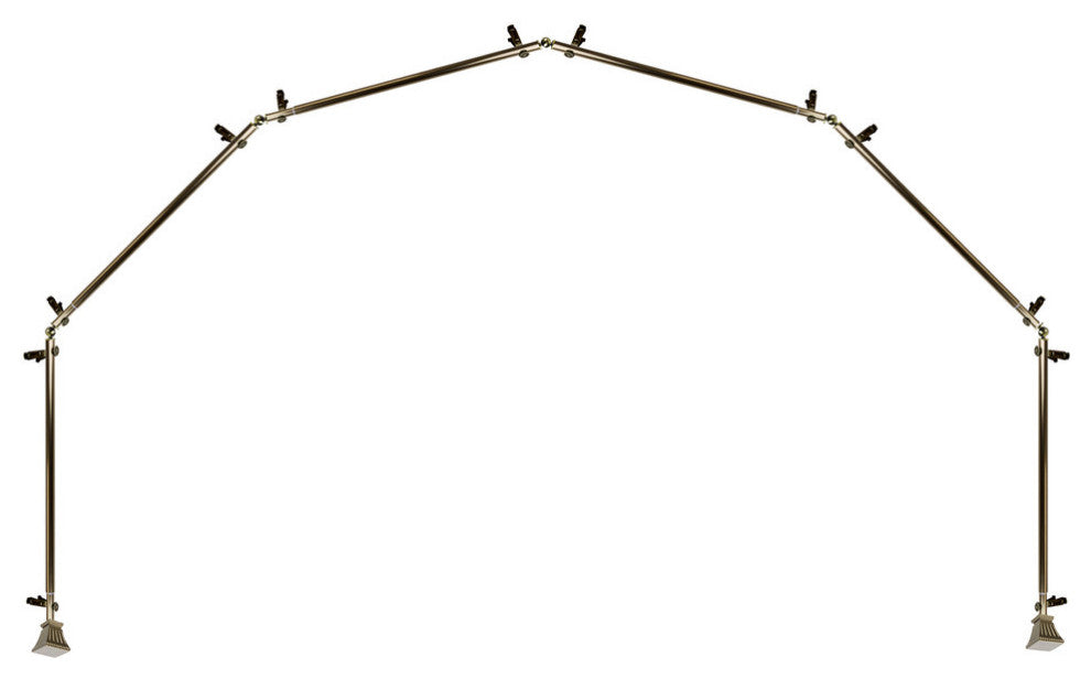 Aldo 13/16" 6-Sided Bay Window Curtain Rod, Antique Brass