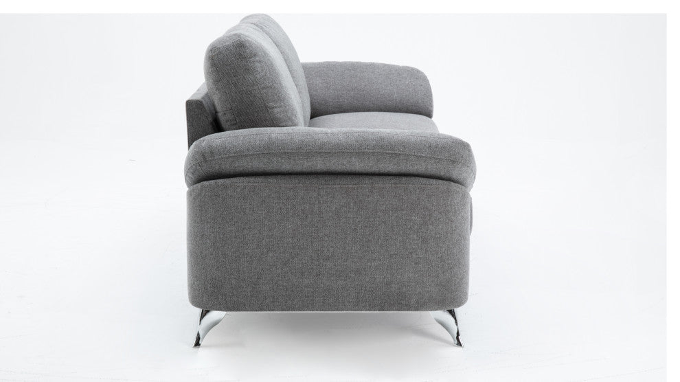 Villanelle Light Gray Linen Sofa Loveseat Chair Living Room Set