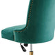 Computer Work Desk Tufted Chair, Velvet, Gold Teal Blue, Home Business Office