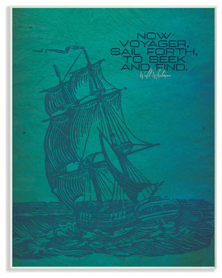 Now Voyage Sail Forth Ship Illustration Wall Plaque Art, 10x15
