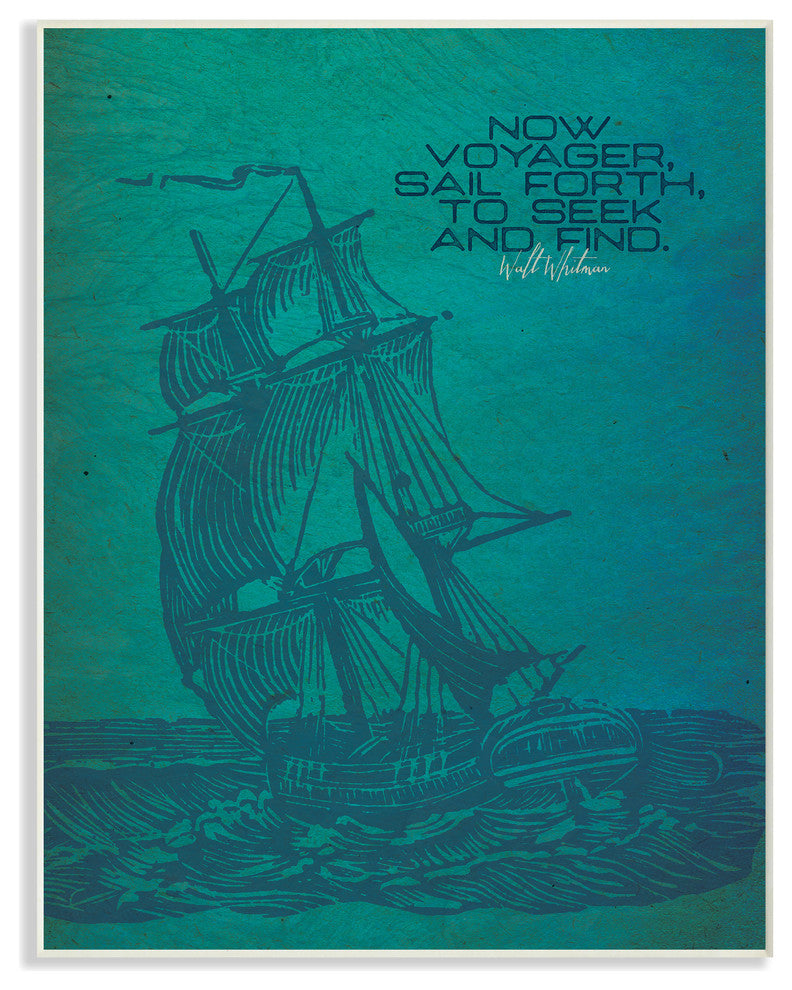 Now Voyage Sail Forth Ship Illustration Wall Plaque Art, 10x15