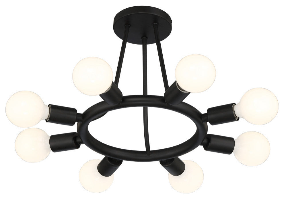 Dakota Eight Light Ceiling Mount in Black