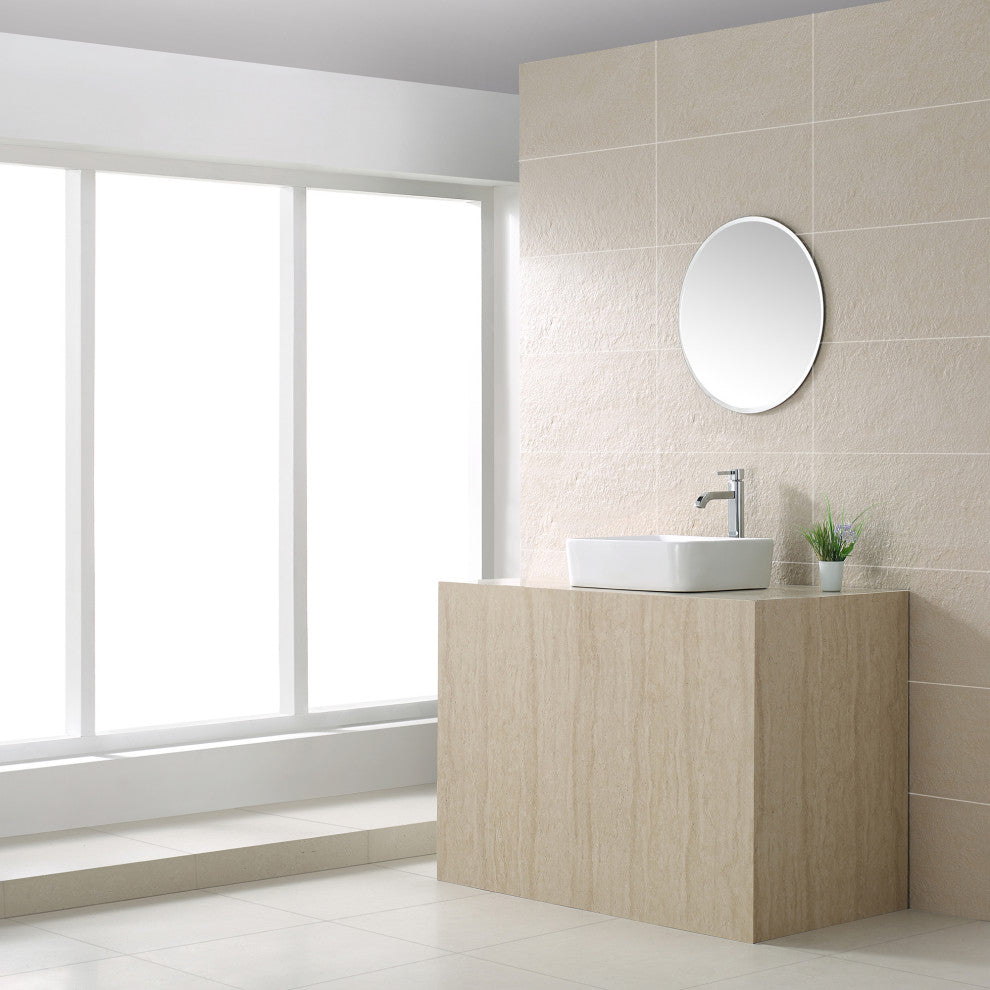 Elavo Ceramic Rectangle Vessel White Sink, PU Drain Chrome