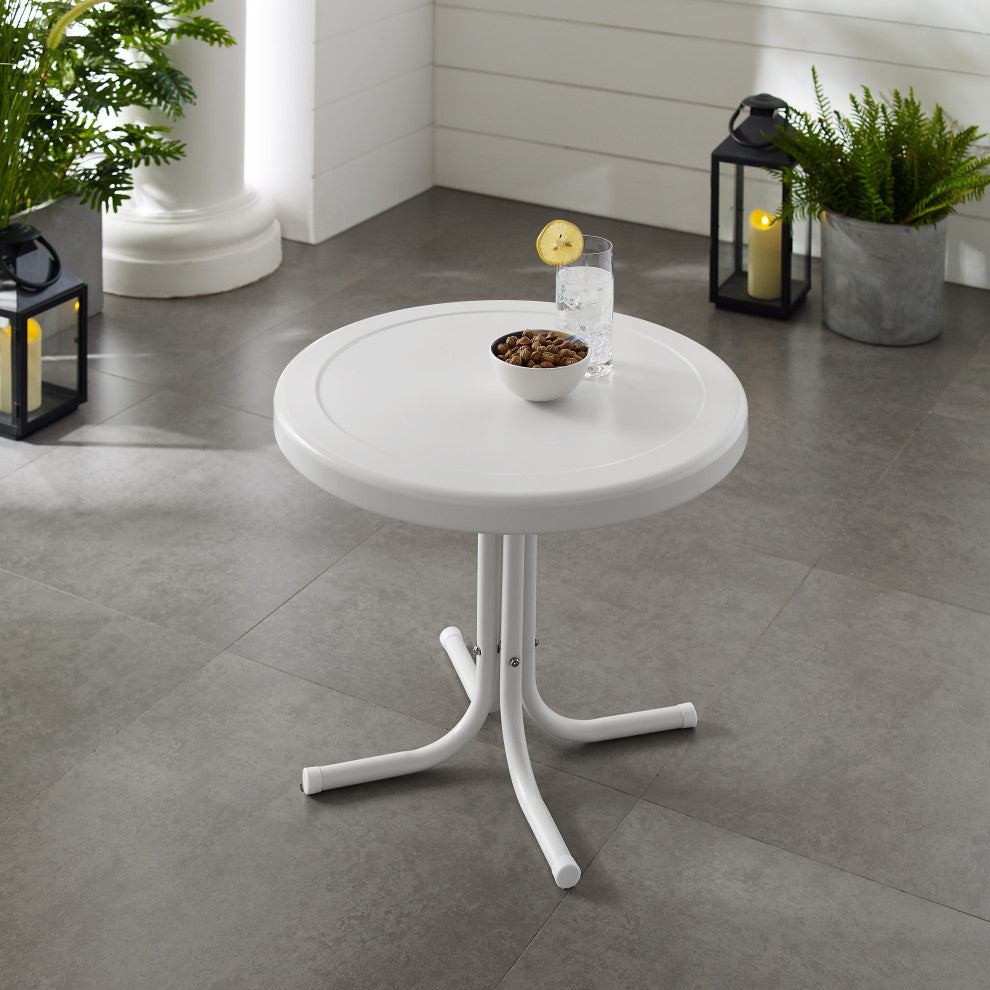 Retro Metal Side Table, Alabaster White