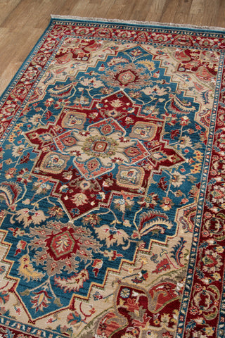 Lenox LE-01 Machine Made Blue Area Rug 5'x5' Round
