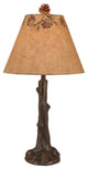 Rust Tree Trunk Table Lamp With Burnt Umber Pinecone Canopy Shade