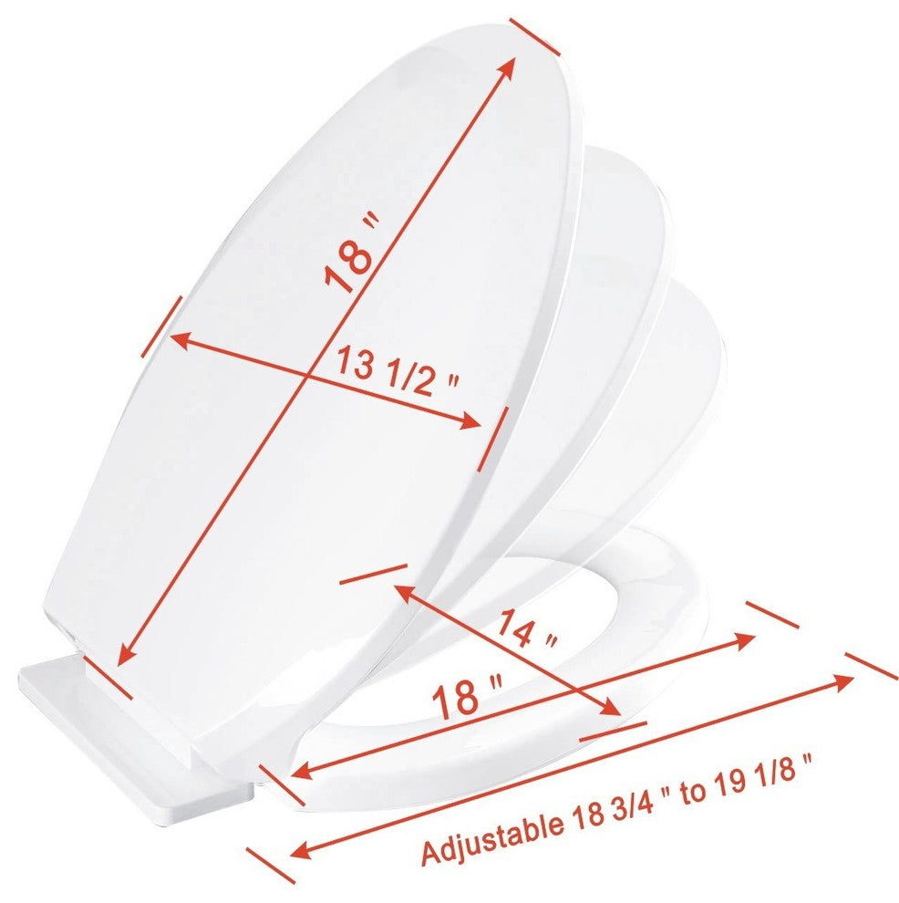 White Elongated Plastic Toilet Seat No Slam Slow Close Toilet Seat Lid Bumpers