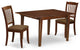 3Pc Dinette Set, Table, Two Vertical Slatted Linen Seat Dining Chairs, Mahogany