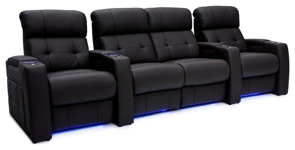 Seatcraft Kodiak Home Theater Seating, Black, Row of 4 With Loveseat