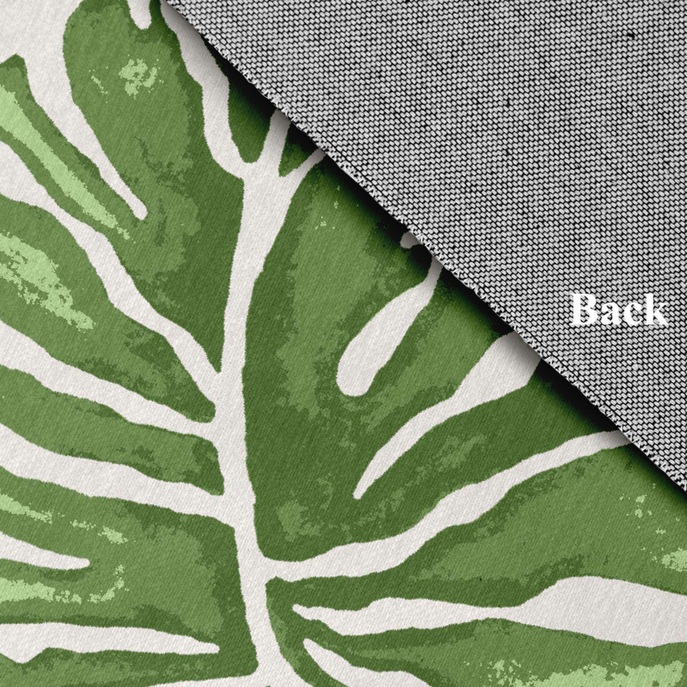 Big Leaf Spring Chenille Rug, Green, 5' Round