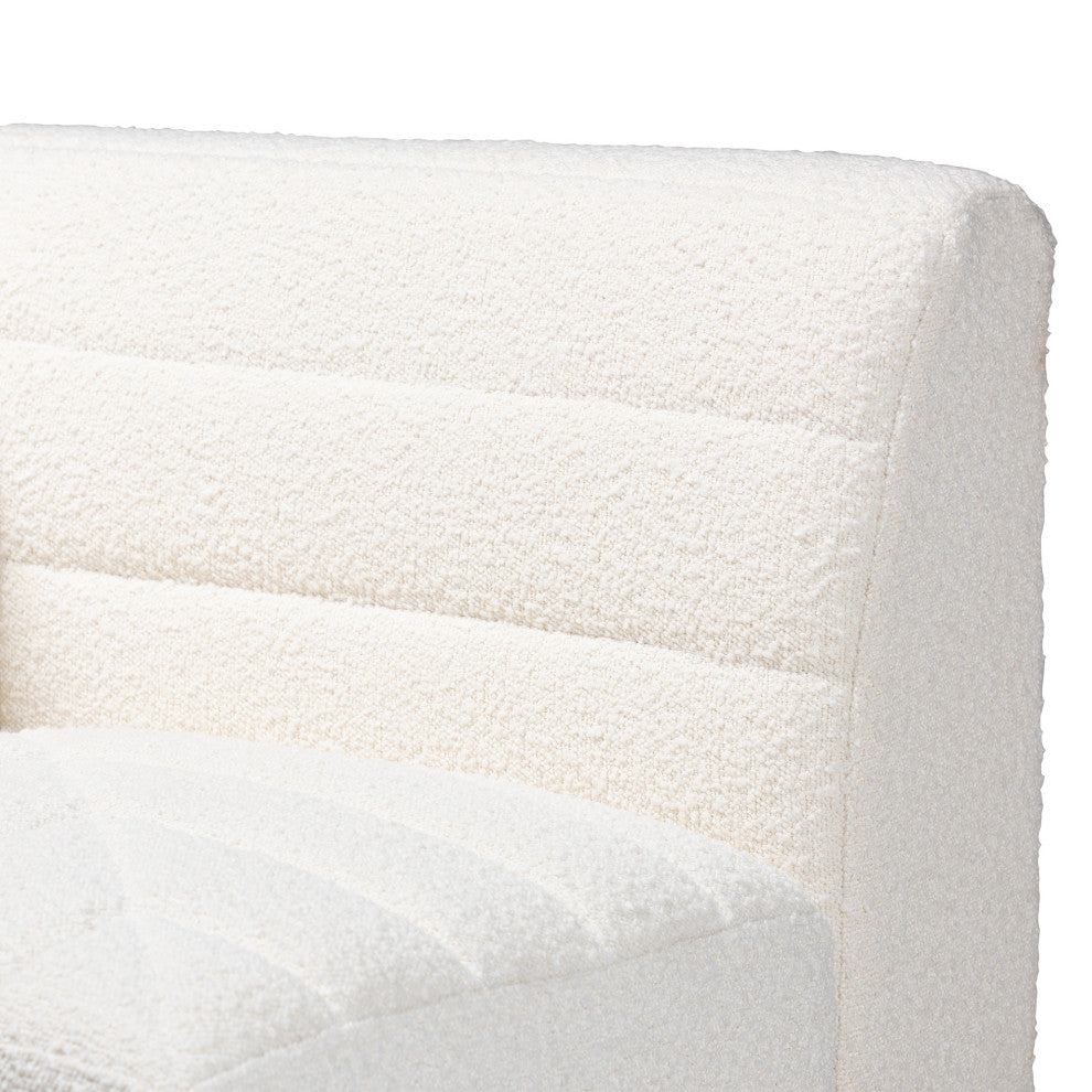 Maya Modern White Boucle Fabric 4-Piece Modular Sectional Sofa
