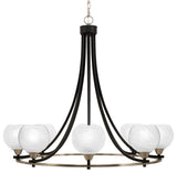 Paramount 8-Light Chandelier, Matte Black & Brushed Nickel, 5.75" White Marble