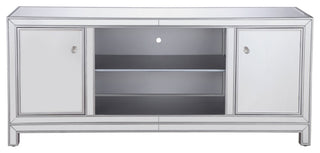 Elegant Decor Modern 60" Mirrored TV Stand in Distressed Antique Silver