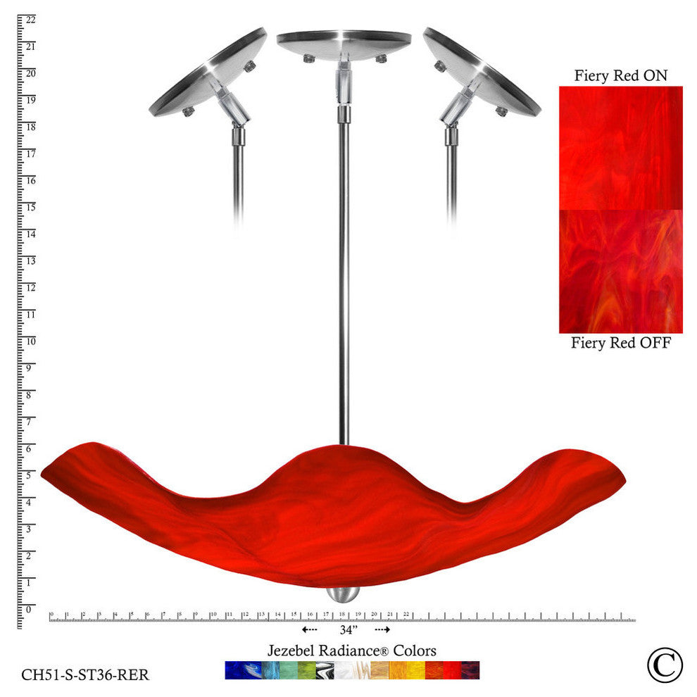 Jezebel Radiance Stingray Chandelier, Fiery Red, 18" Drop Height