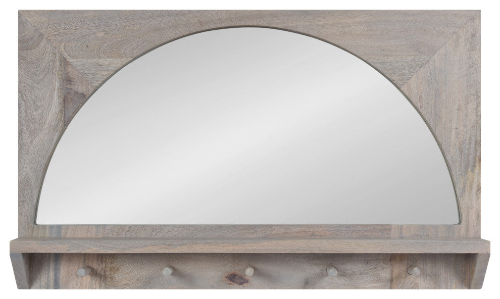 Andover Arch Mirror With Hooks, White 24x36